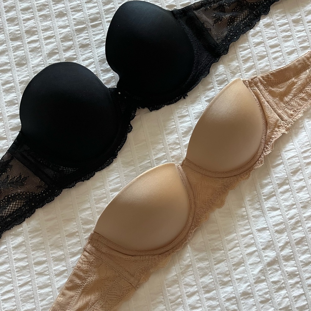 Betsey Johnson Black and Tan Lace Bras
